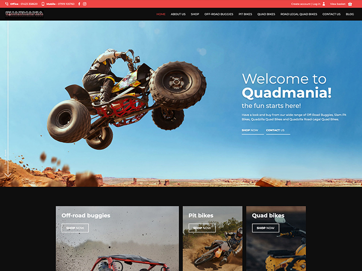 Quadmania website created by it'seeze Web Design Essex