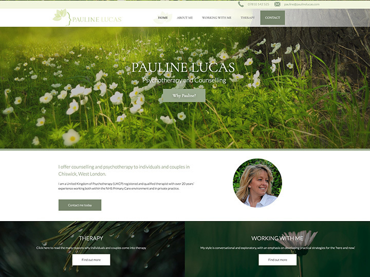 Pauline Lucas website created by it'seeze Web Design Colchester
