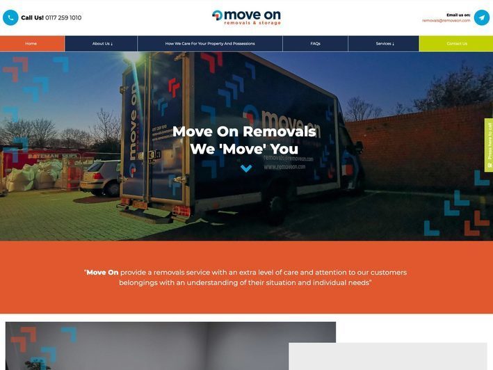 A removals and storage company's website design