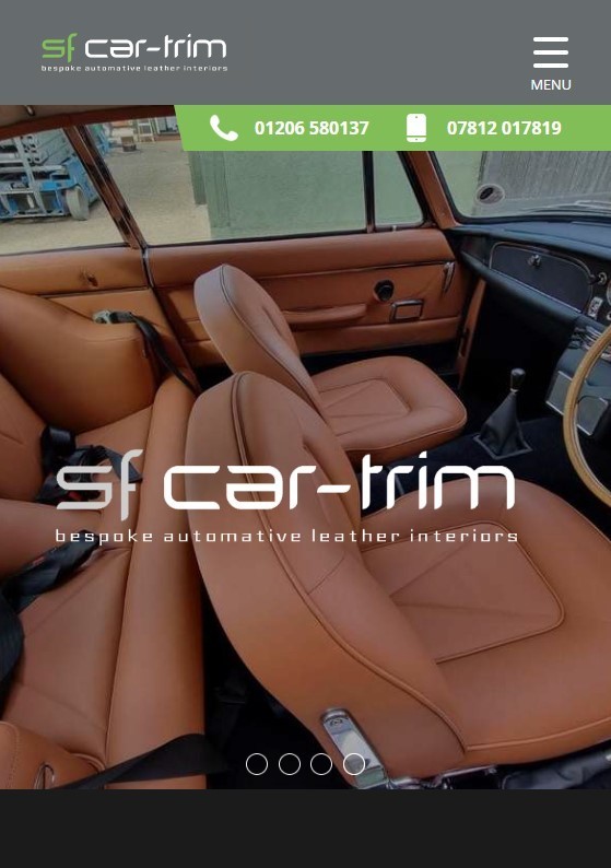 SF car trim website shown on mobile