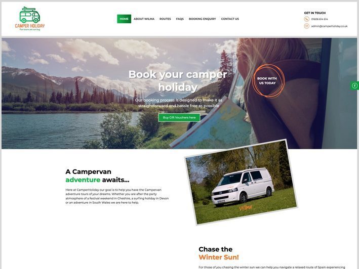 A camper holiday website design